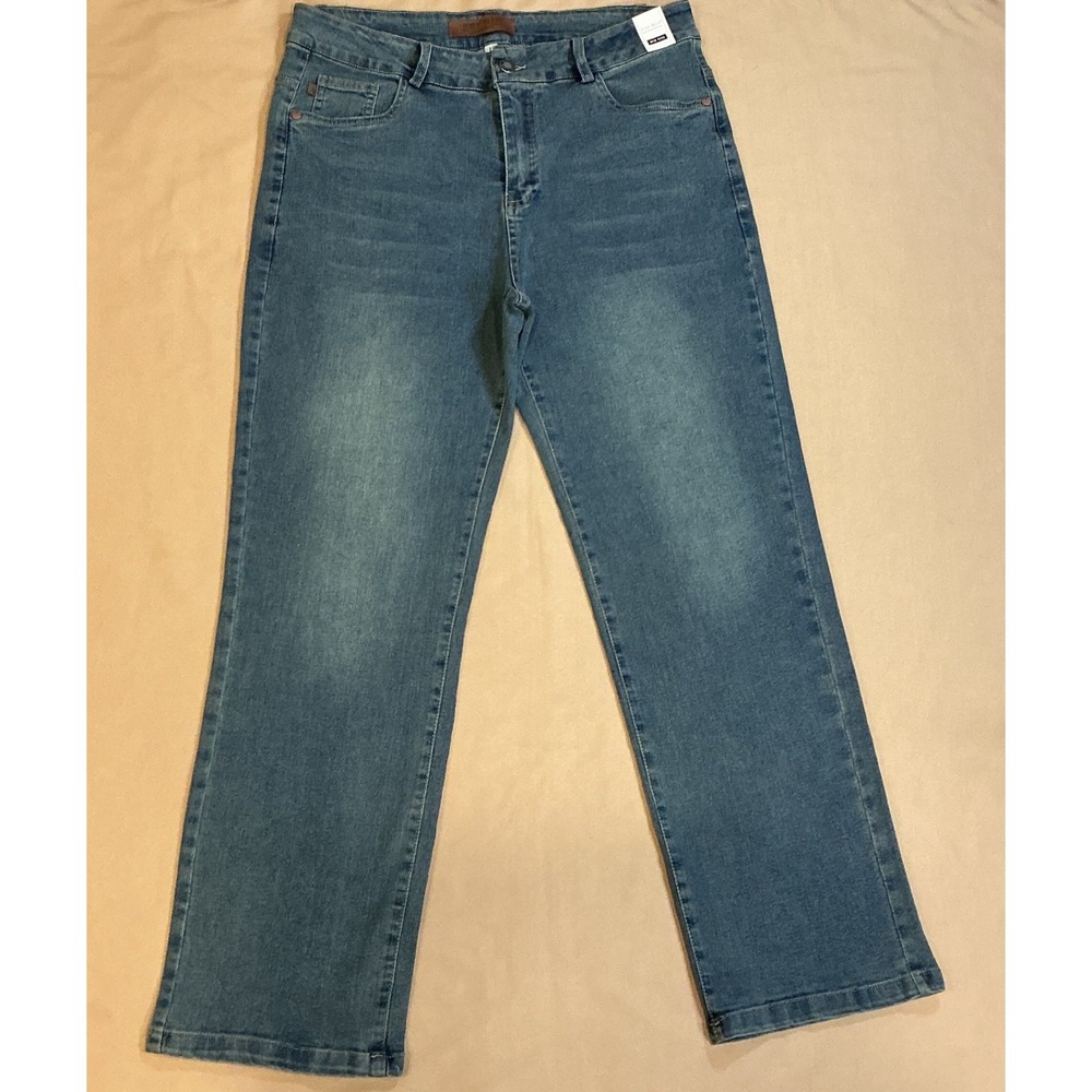Judy Blue Denim Jeans Womens Sz L Blue Relaxed Fit Straight Mid Rise Stretch NEW
